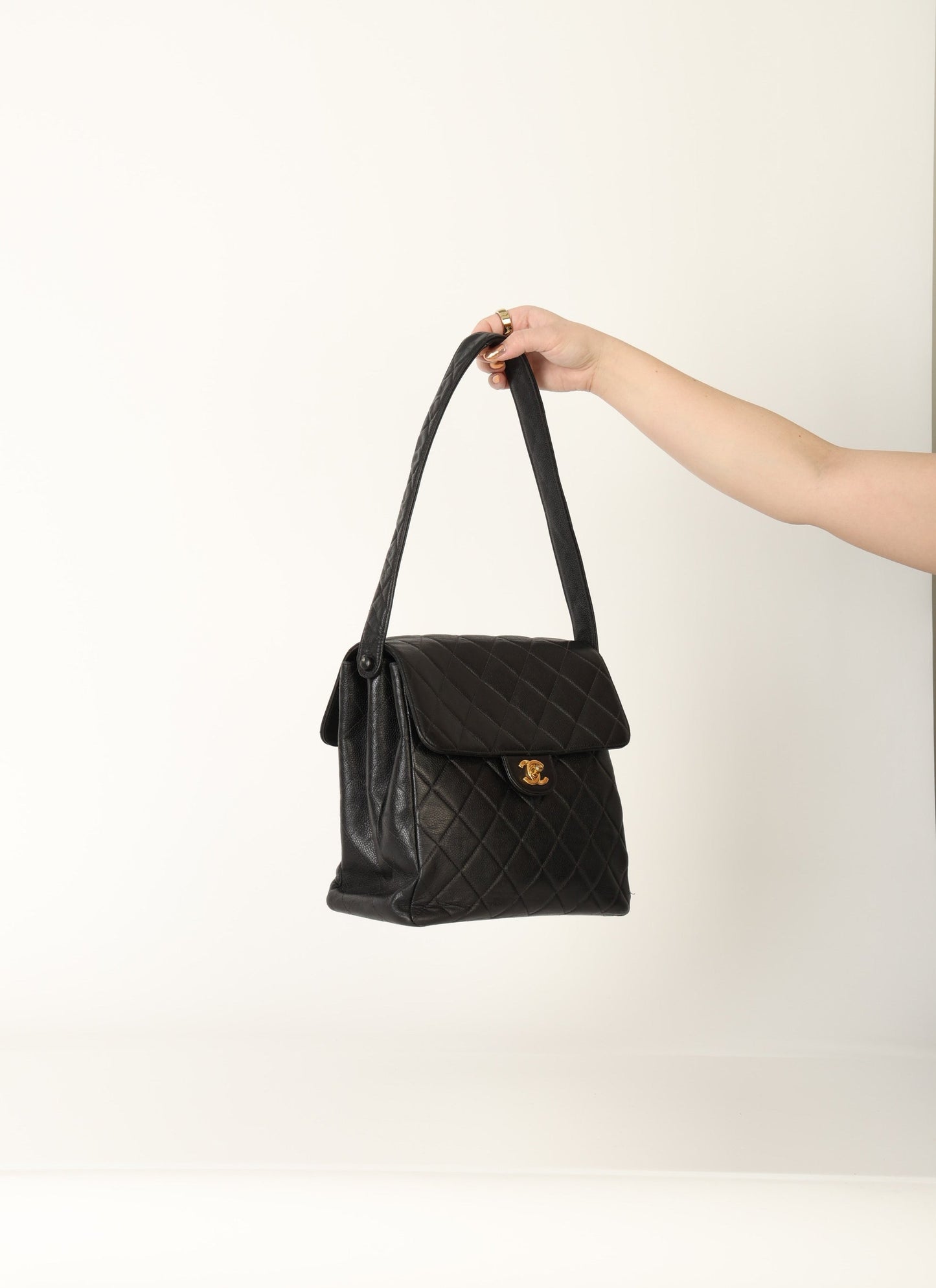 Chanel Caviar Double Turnlock Shoulder Bag