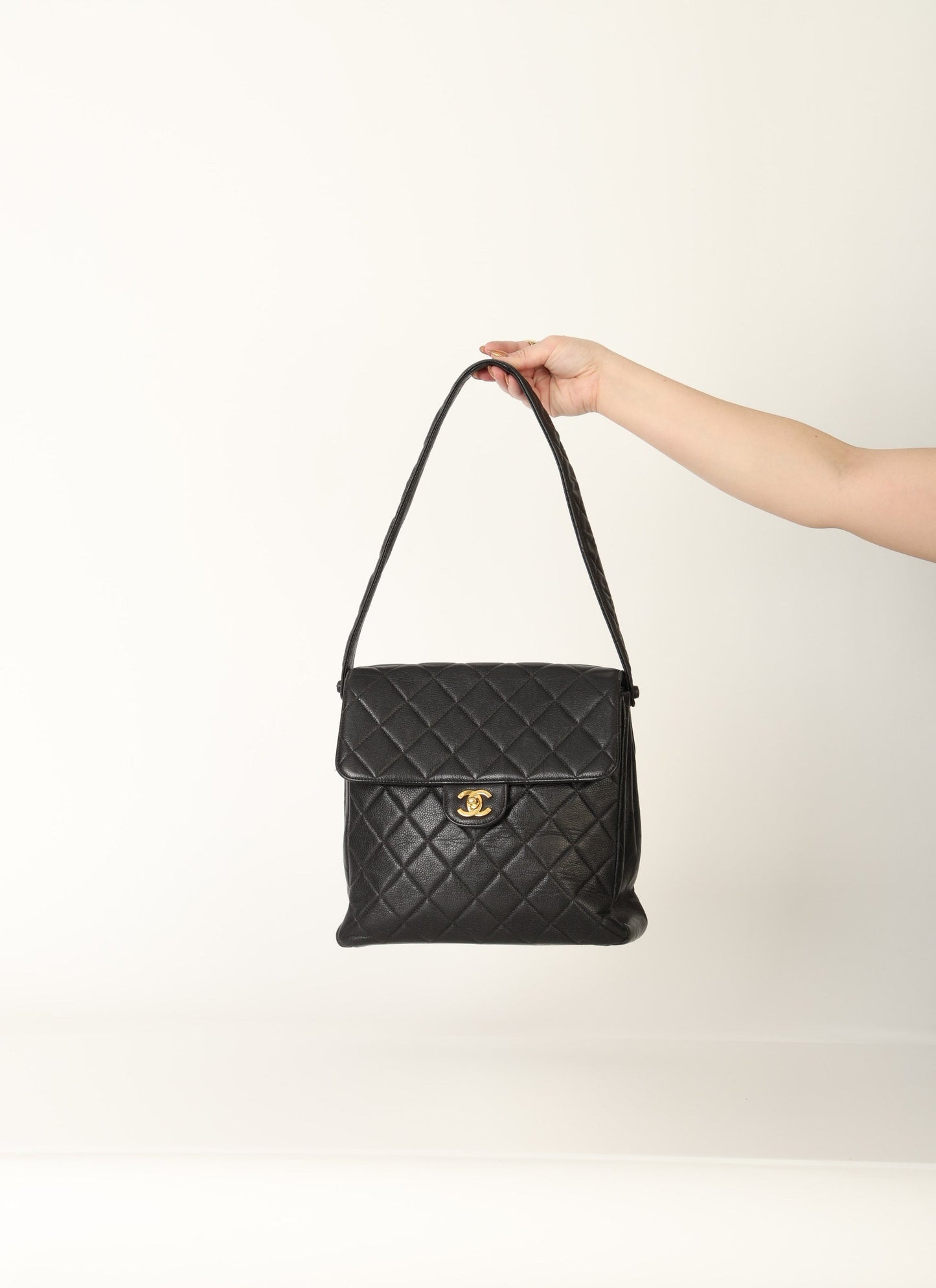 Chanel Caviar Double Turnlock Shoulder Bag