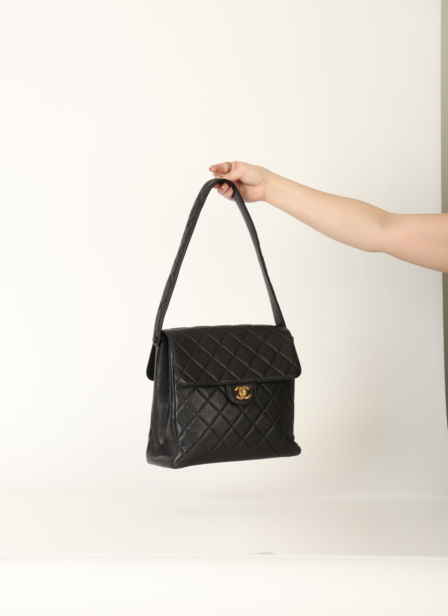 Chanel Caviar Double Turnlock Shoulder Bag