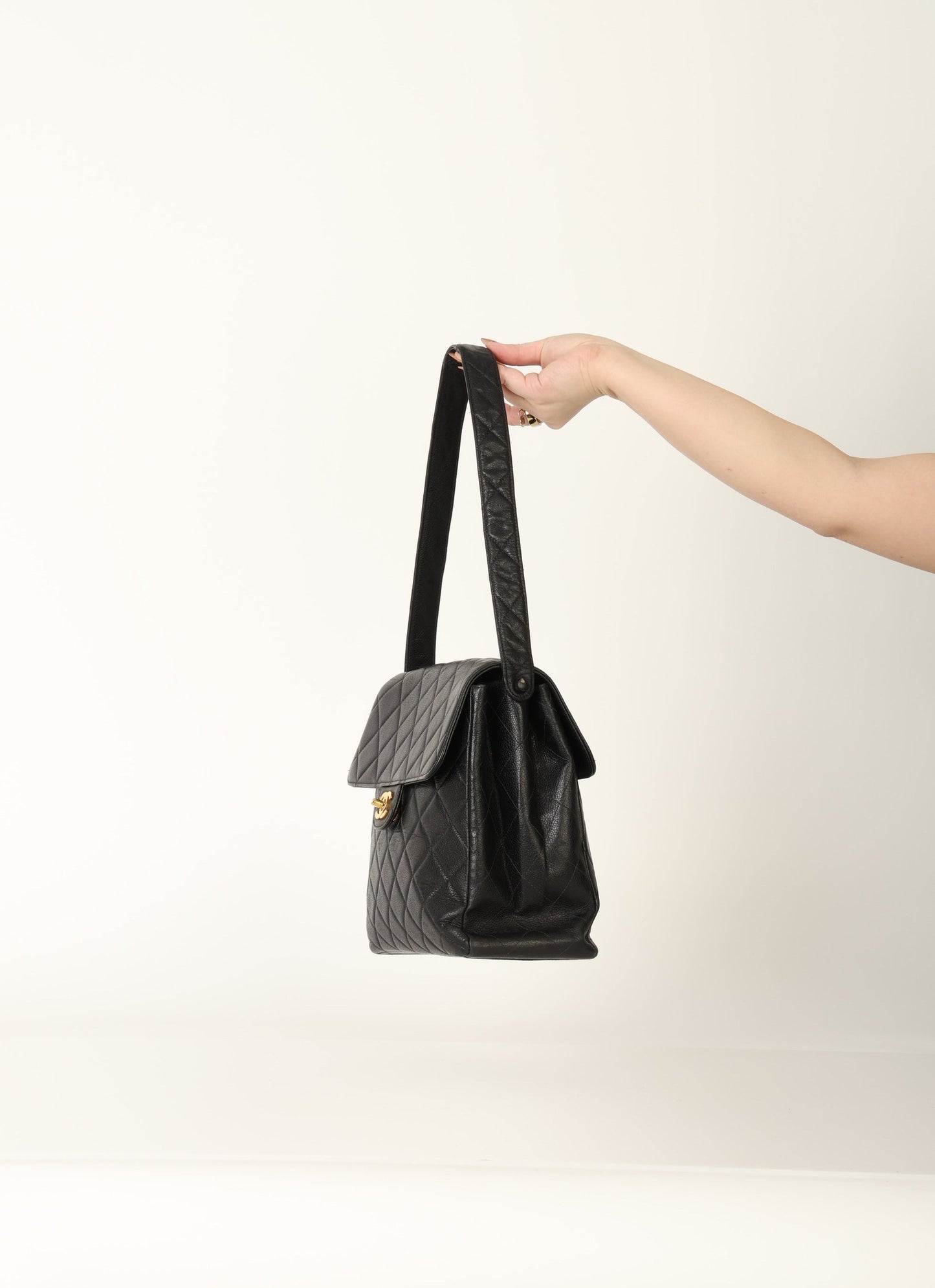 Chanel Caviar Double Turnlock Shoulder Bag