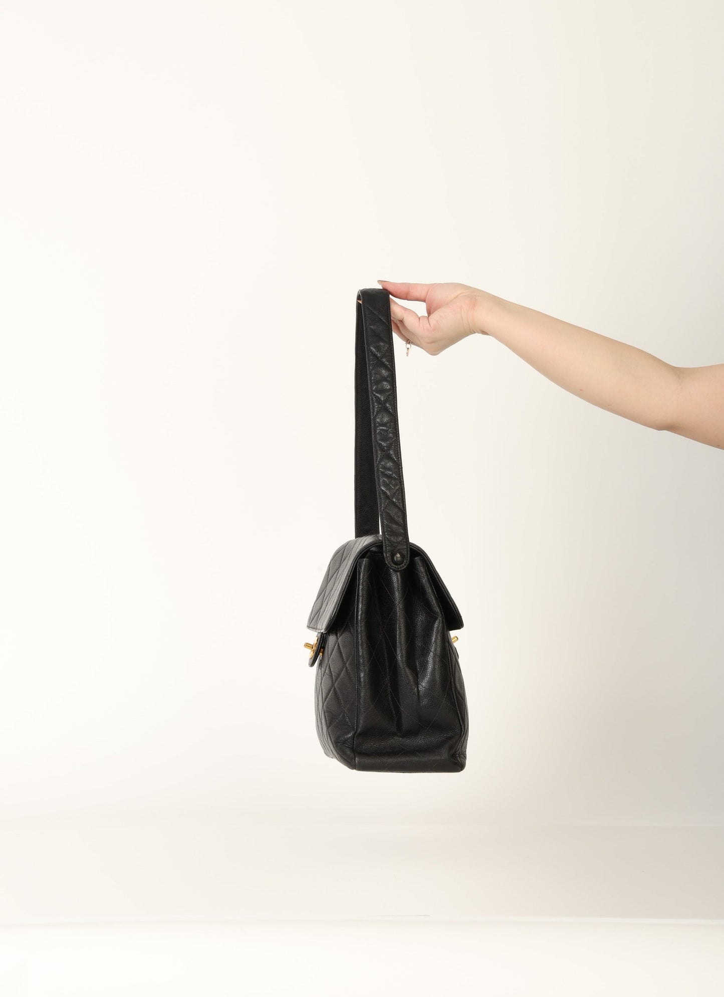 Chanel Caviar Double Turnlock Shoulder Bag