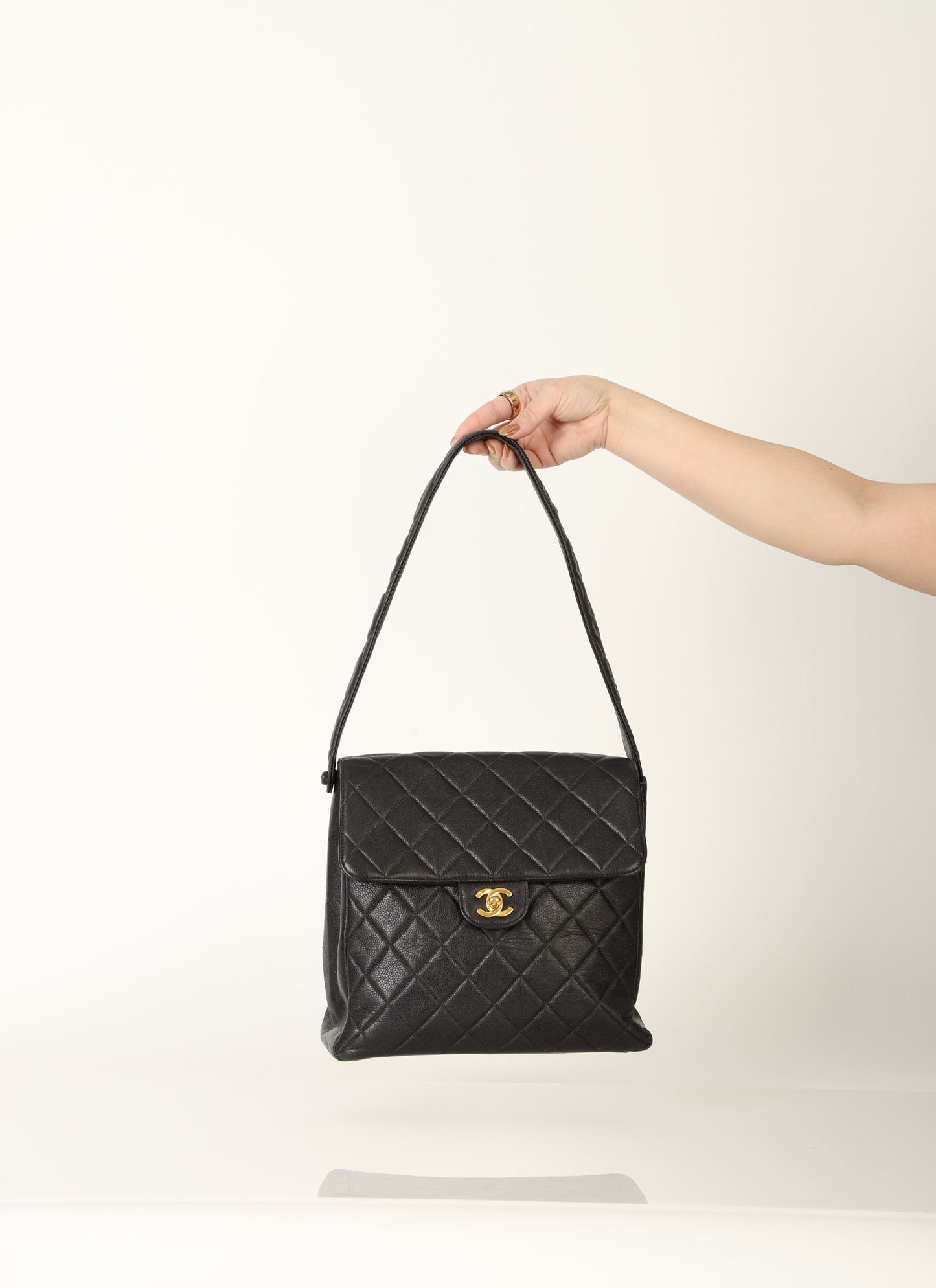 Chanel Caviar Double Turnlock Shoulder Bag