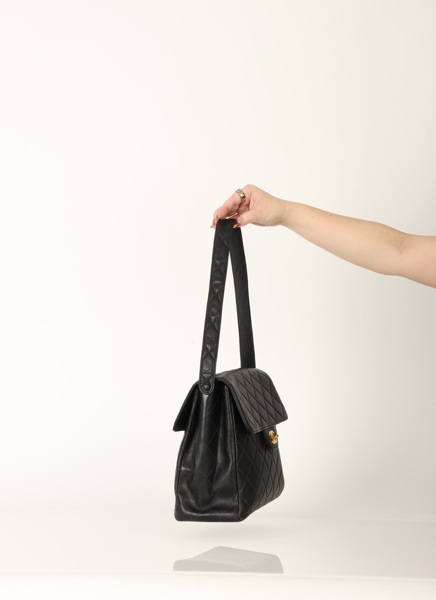 Chanel Caviar Double Turnlock Shoulder Bag