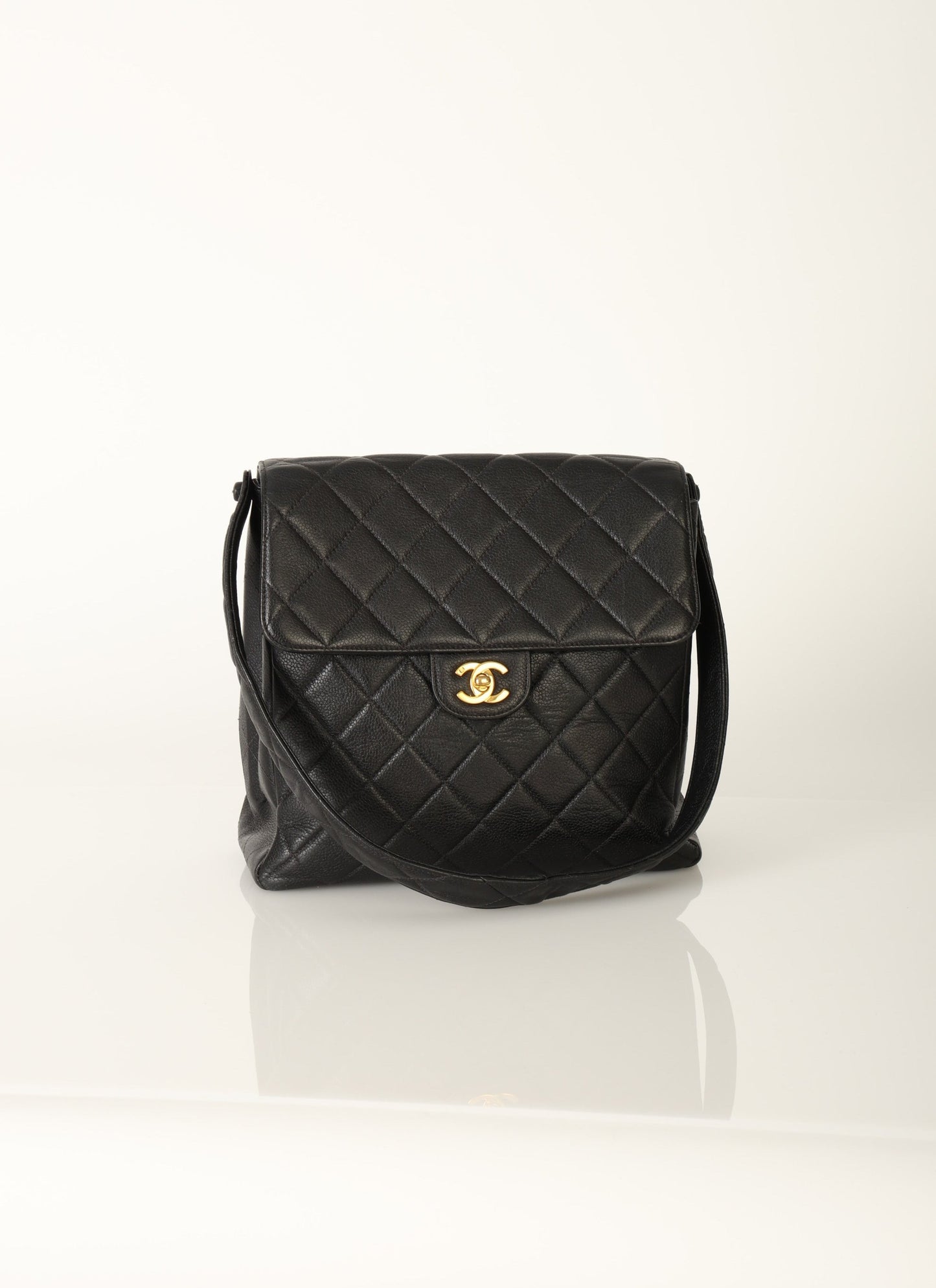 Chanel Caviar Double Turnlock Shoulder Bag