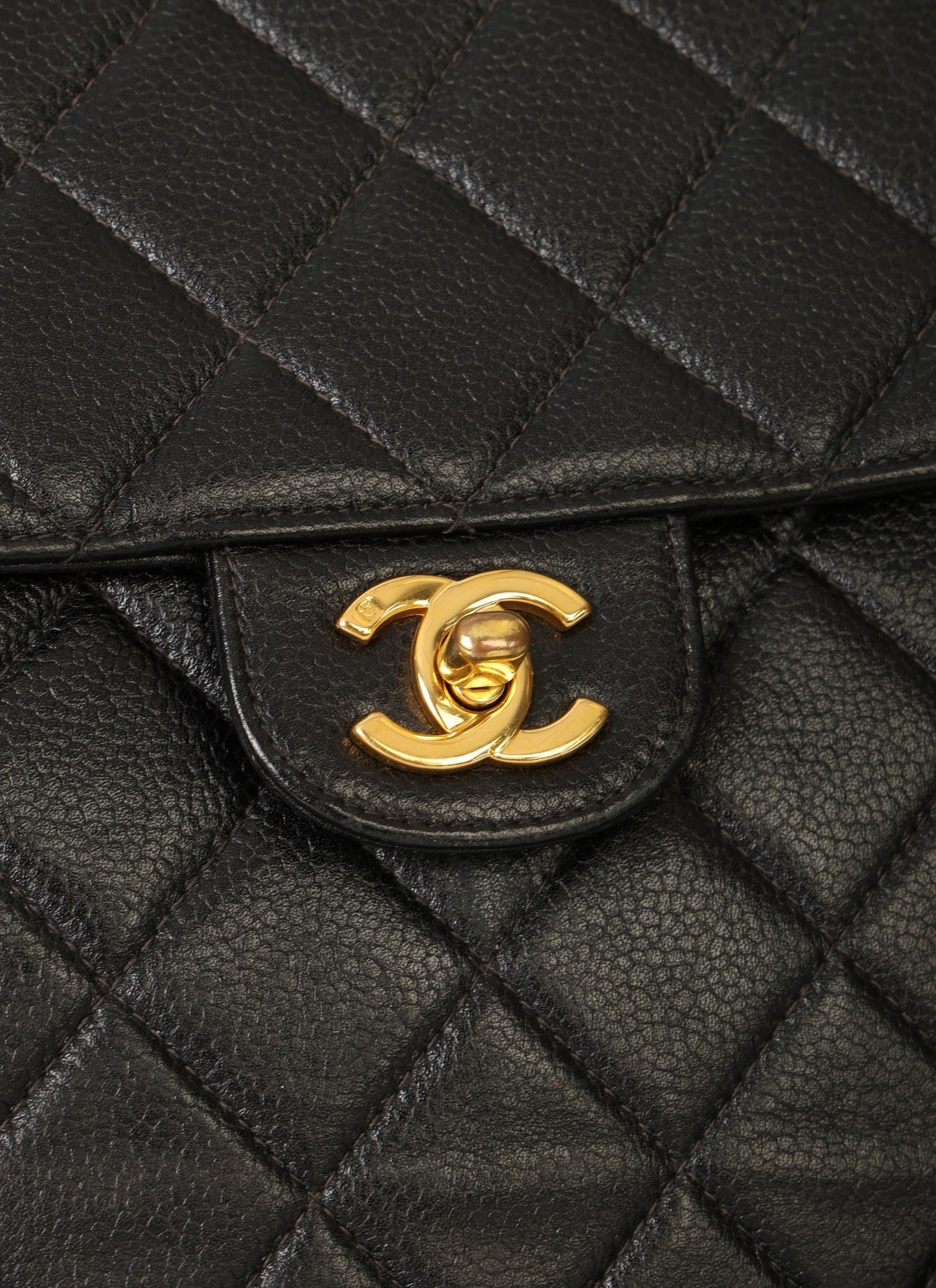 Chanel Caviar Double Turnlock Shoulder Bag