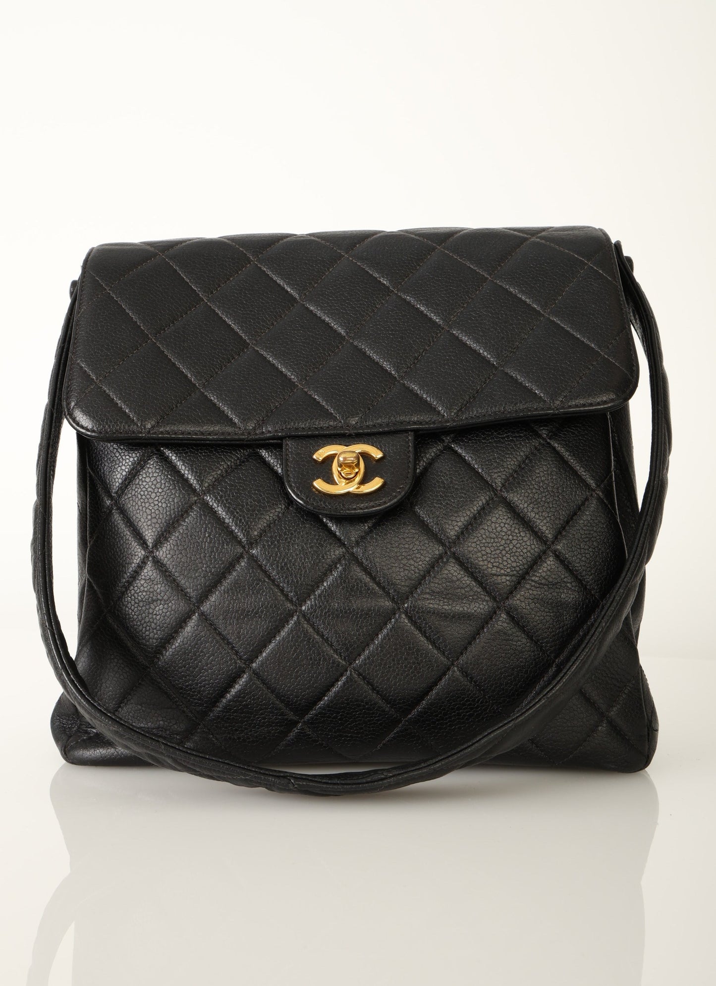Chanel Caviar Double Turnlock Shoulder Bag