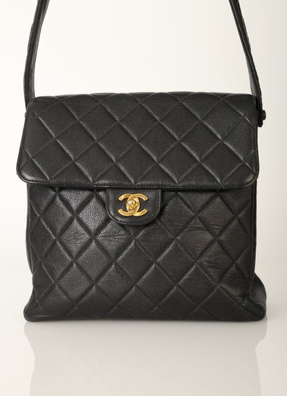 Chanel Caviar Double Turnlock Shoulder Bag