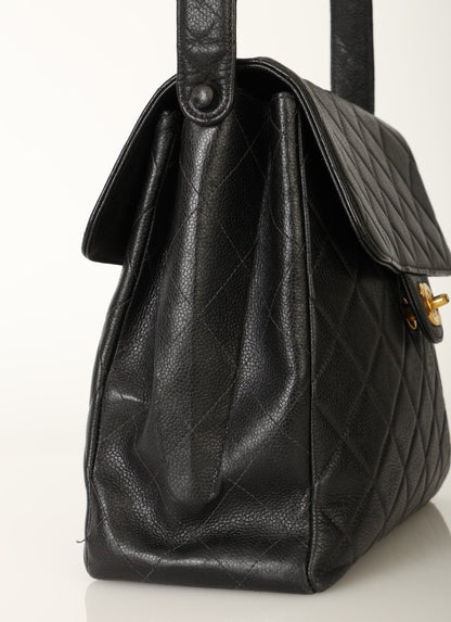 Chanel Caviar Double Turnlock Shoulder Bag
