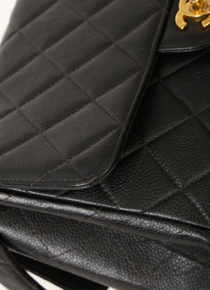 Chanel Caviar Double Turnlock Shoulder Bag