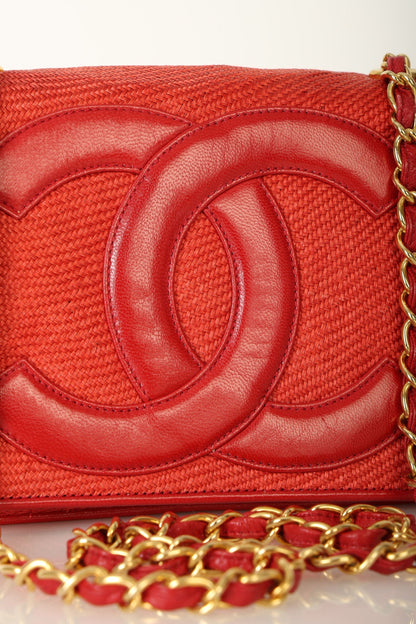 Extremely Rare Chanel Raffia Timeless Mini Full Flap