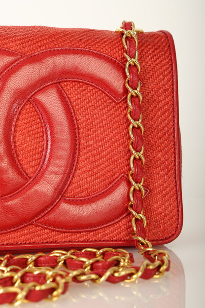 Extremely Rare Chanel Raffia Timeless Mini Full Flap