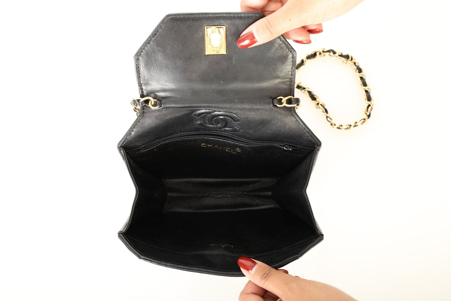 Extremely Rare Chanel 1989 Lambskin Octagon Mini Bag