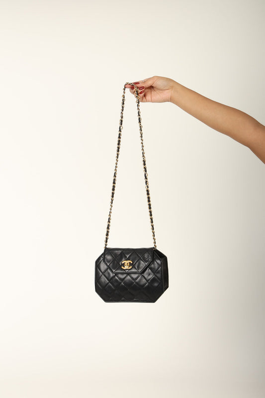 Extremely Rare Chanel 1989 Lambskin Octagon Mini Bag