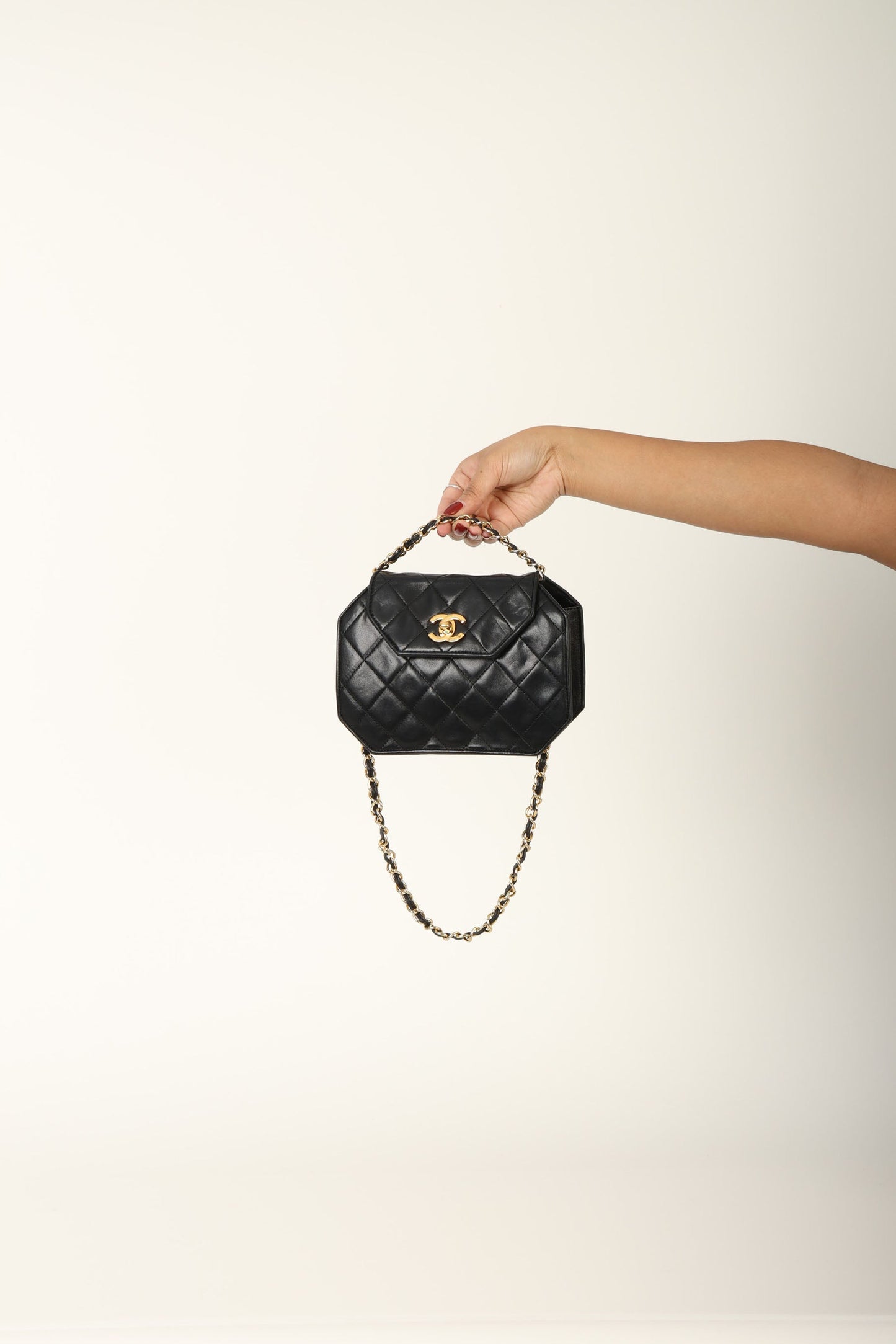 Extremely Rare Chanel 1989 Lambskin Octagon Mini Bag