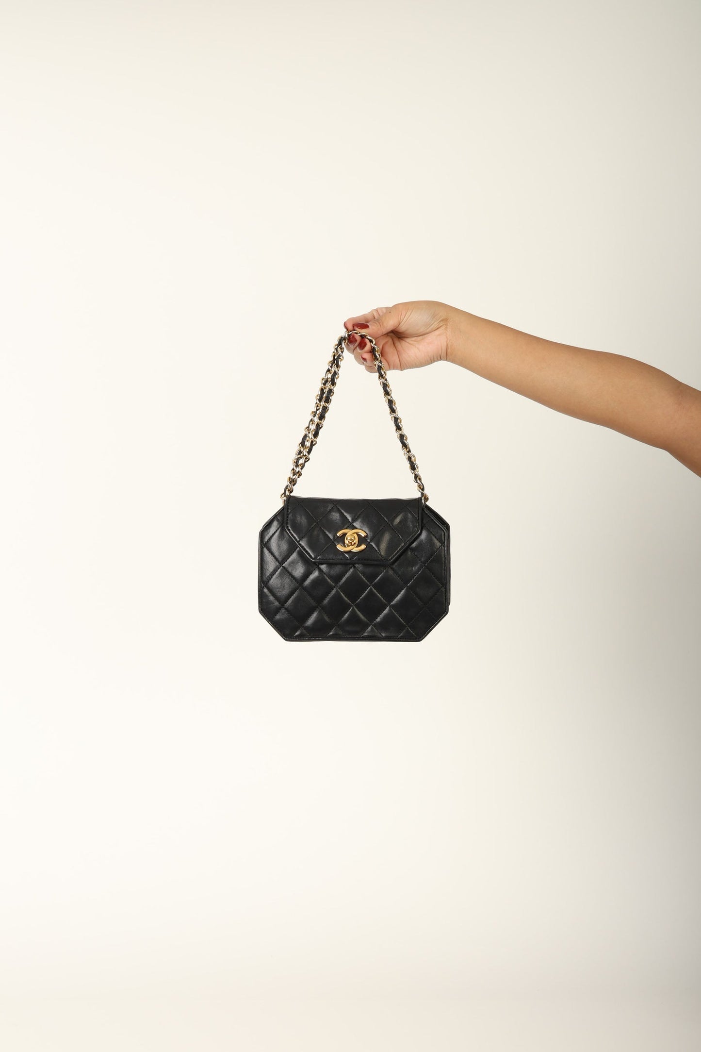 Extremely Rare Chanel 1989 Lambskin Octagon Mini Bag