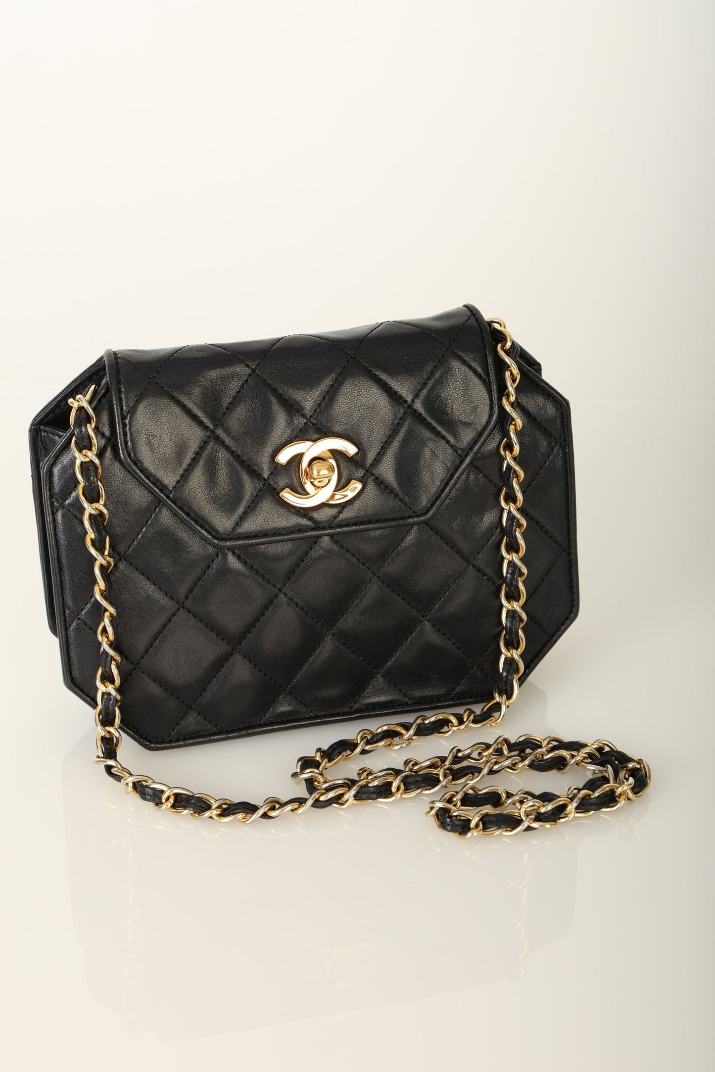 Extremely Rare Chanel 1989 Lambskin Octagon Mini Bag