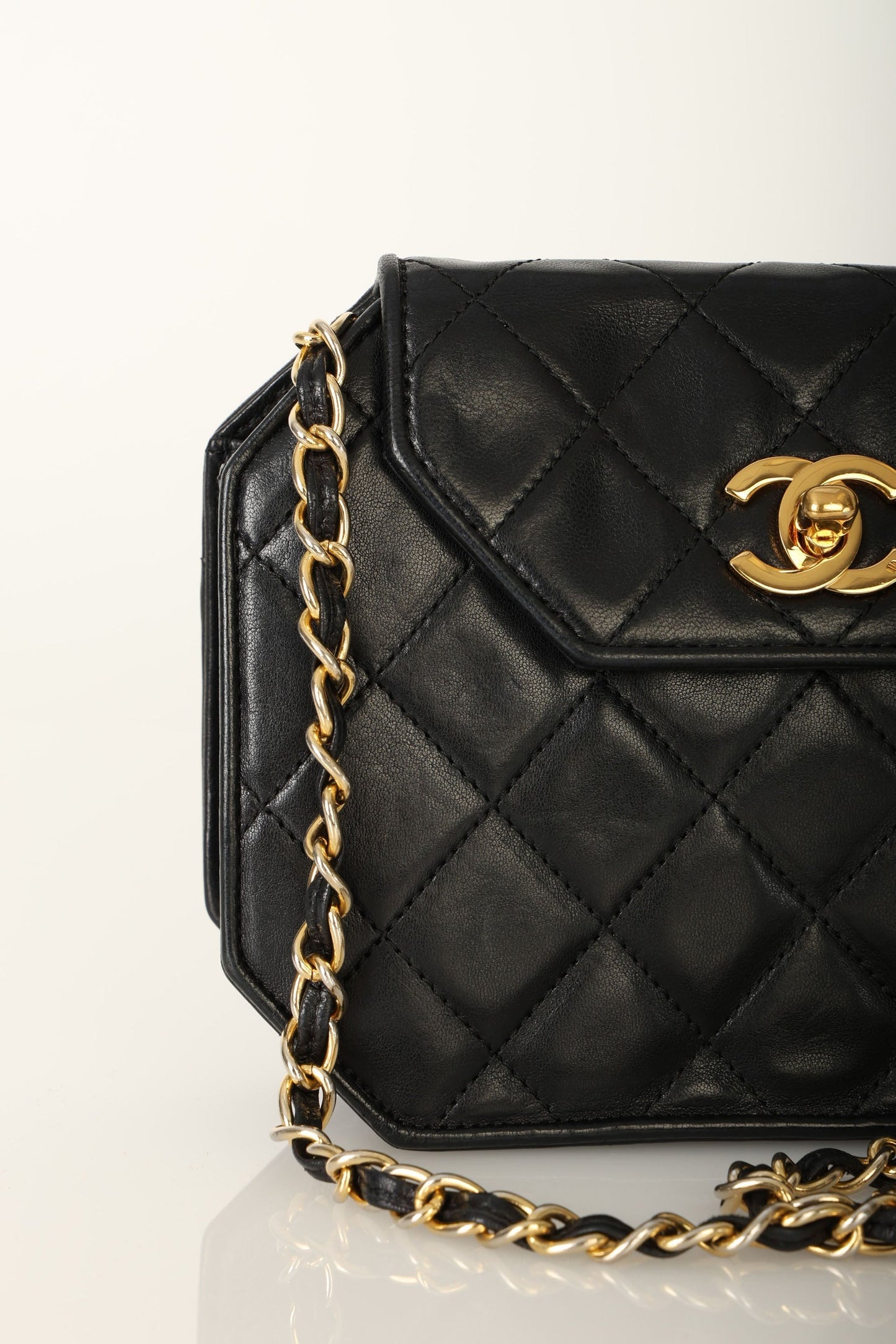 Extremely Rare Chanel 1989 Lambskin Octagon Mini Bag
