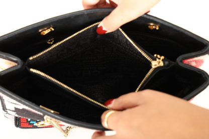 Chanel 2003 Needlepoint Icon Chain Tote