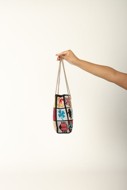 Chanel 2003 Needlepoint Icon Chain Tote