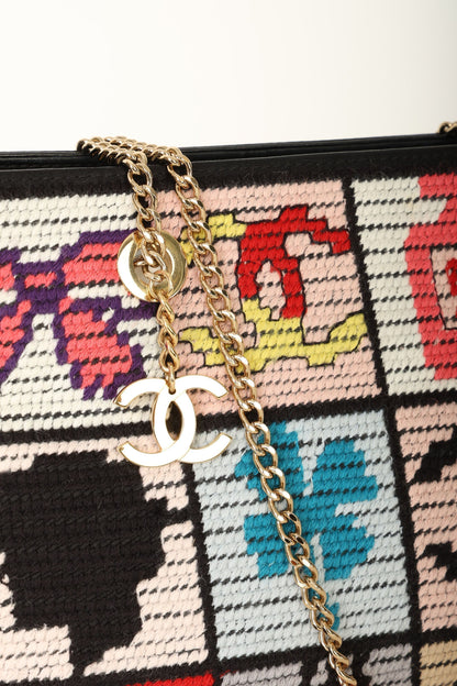 Chanel 2003 Needlepoint Icon Chain Tote