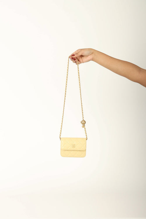 Chanel 2020 Lambskin Pearl Crush Cardholder on Chain