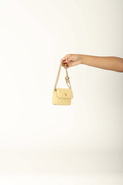 Chanel 2020 Lambskin Pearl Crush Cardholder on Chain
