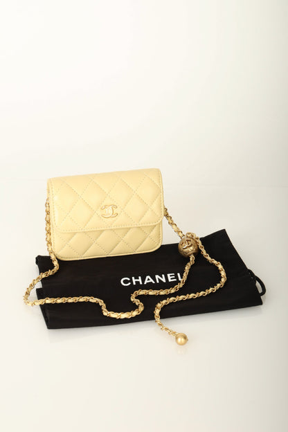 Chanel 2020 Lambskin Pearl Crush Cardholder on Chain