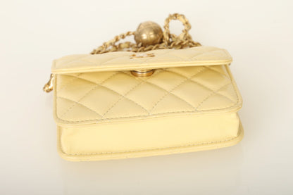 Chanel 2020 Lambskin Pearl Crush Cardholder on Chain
