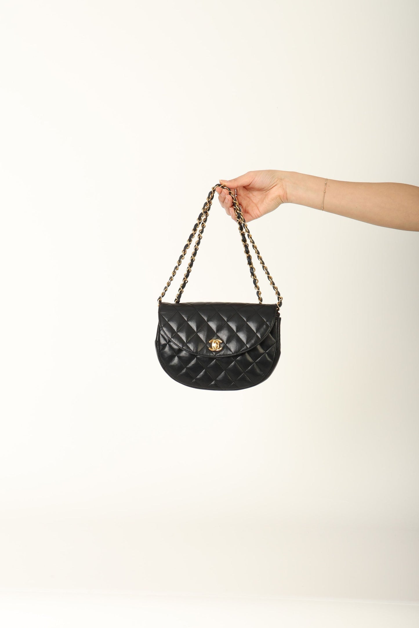 Chanel 1996 Lambskin Crescent Flap Bag
