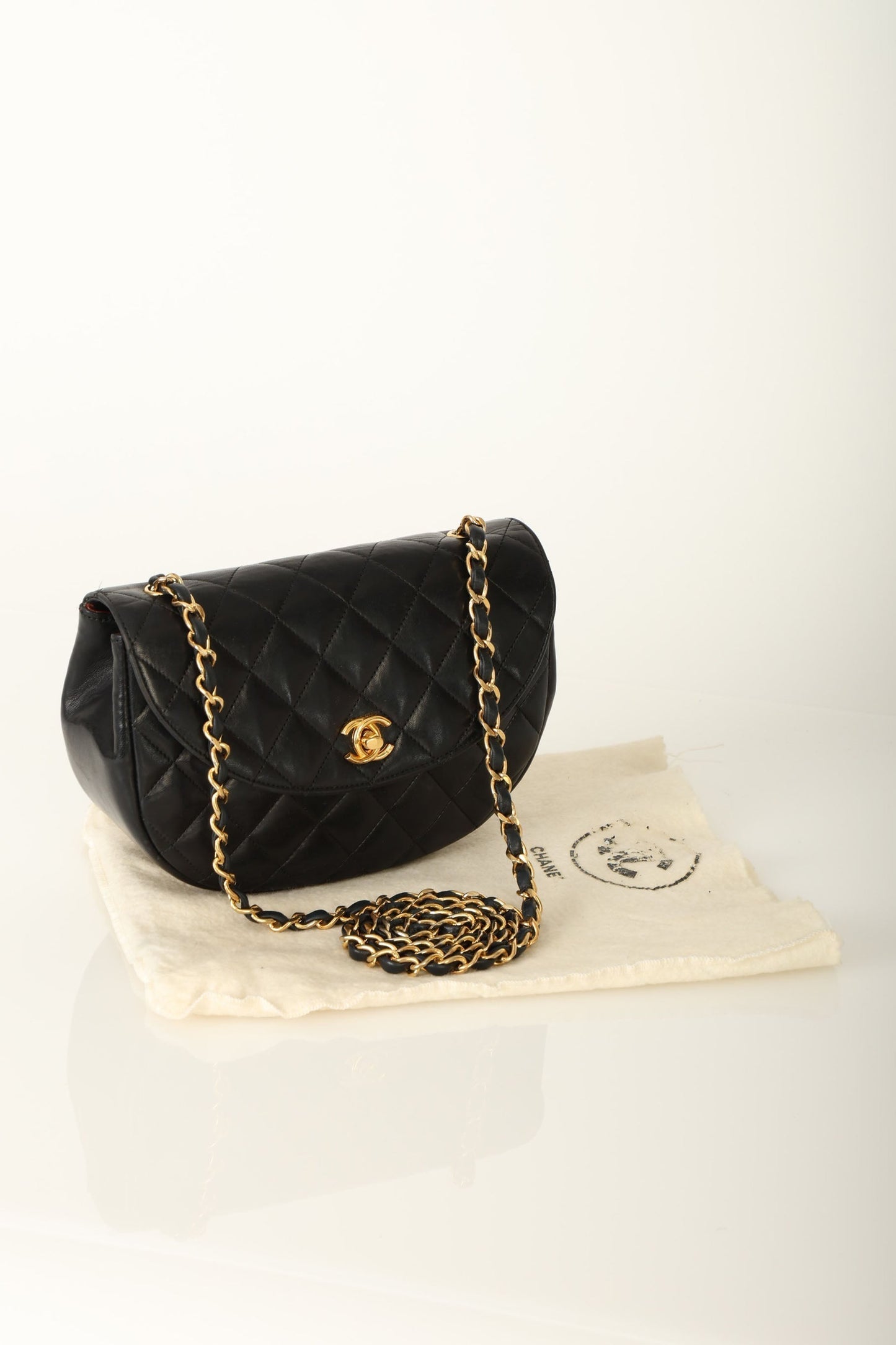 Chanel 1996 Lambskin Crescent Flap Bag