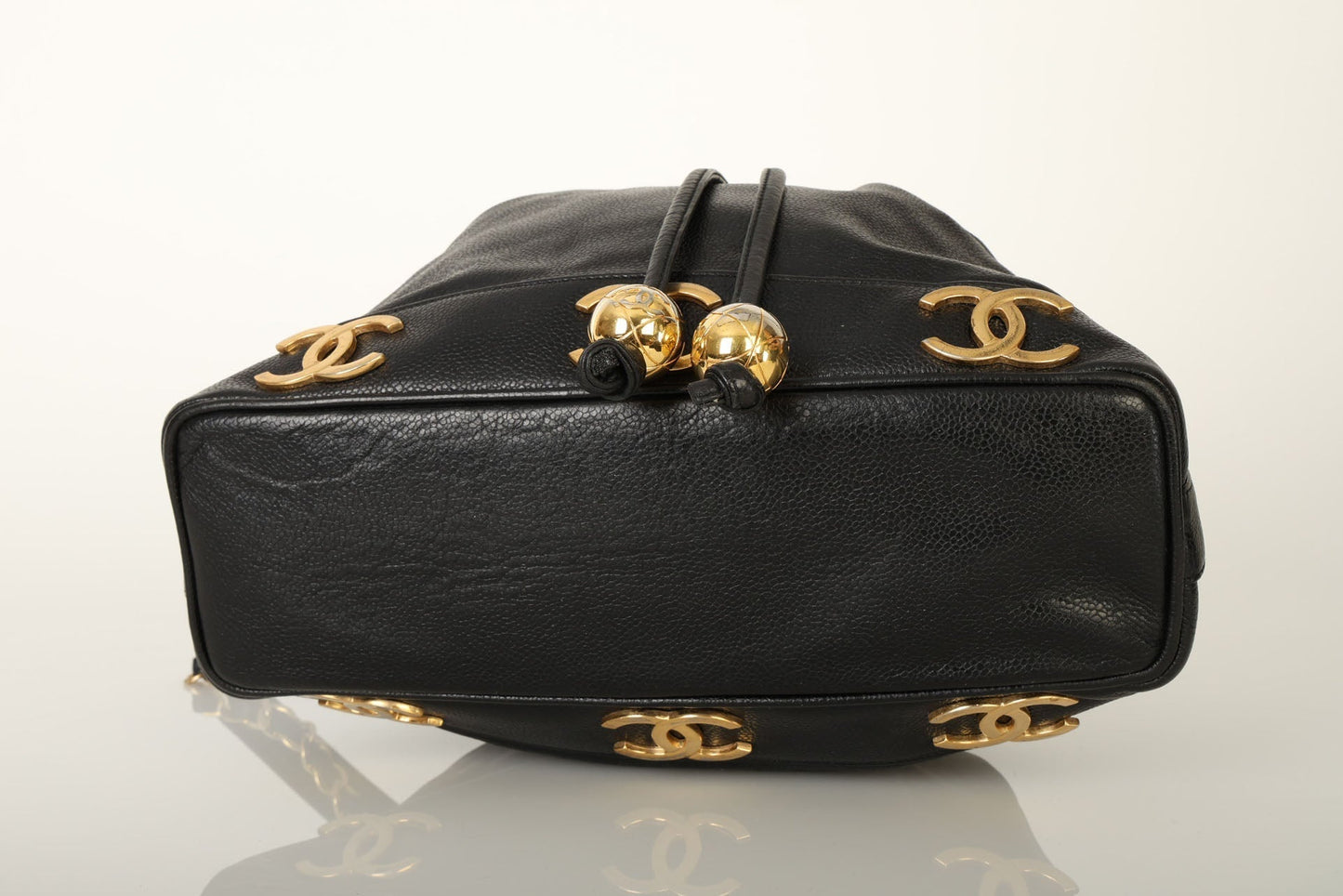 Chanel 1991 Caviar Triple CC Bucket Bag w/ Pouch