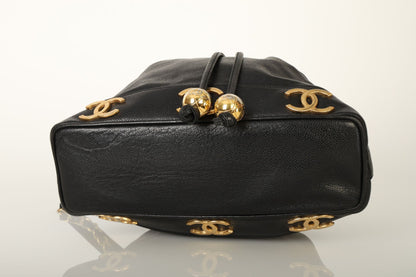 Chanel 1991 Caviar Triple CC Bucket Bag w/ Pouch
