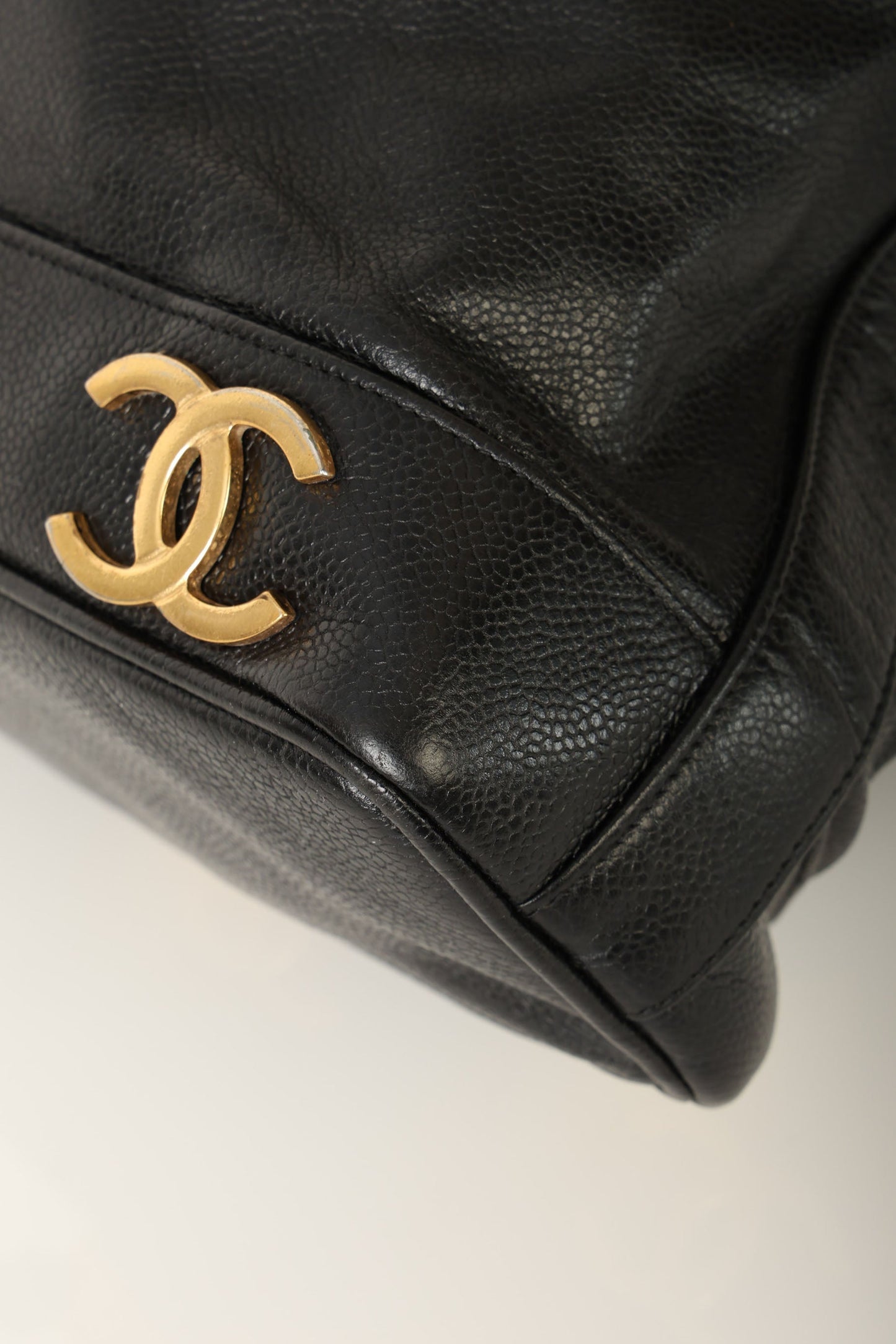 Chanel 1991 Caviar Triple CC Bucket Bag w/ Pouch
