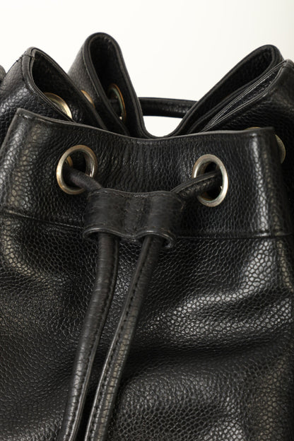 Chanel 1991 Caviar Triple CC Bucket Bag w/ Pouch