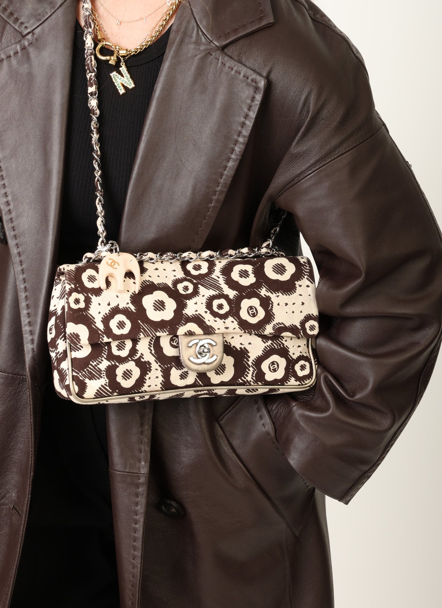 Chanel 2005 Canvas Camellia East West Flap