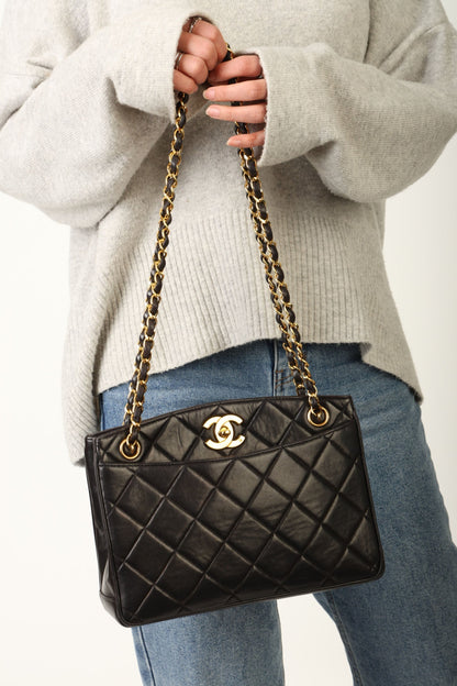 Chanel 1994 Lambskin Turnlock Tote