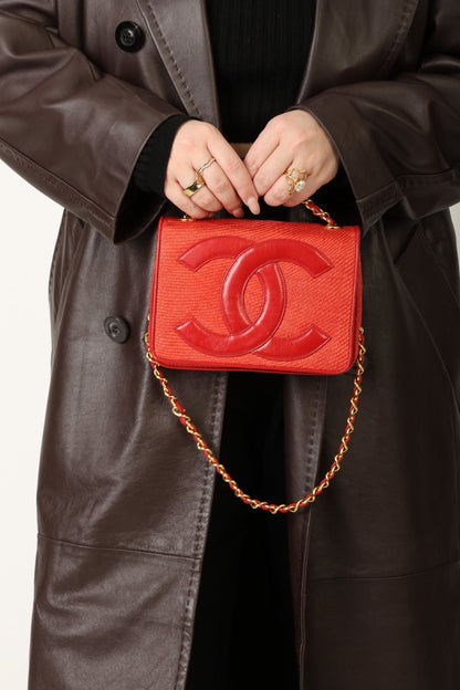 Extremely Rare Chanel Raffia Timeless Mini Full Flap