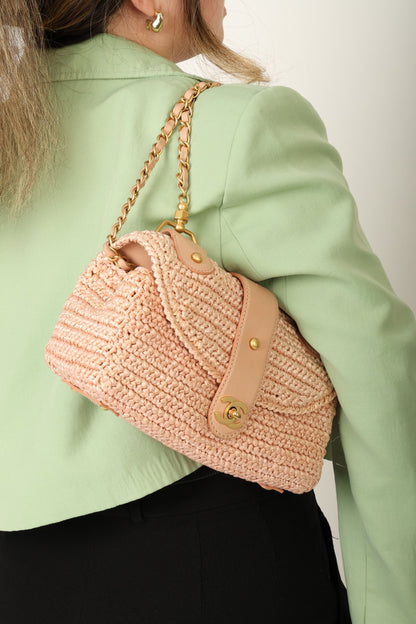 Chanel 2005 Raffia Chain Shoulder Bag
