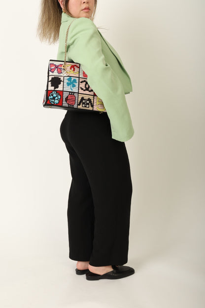 Chanel 2003 Needlepoint Icon Chain Tote