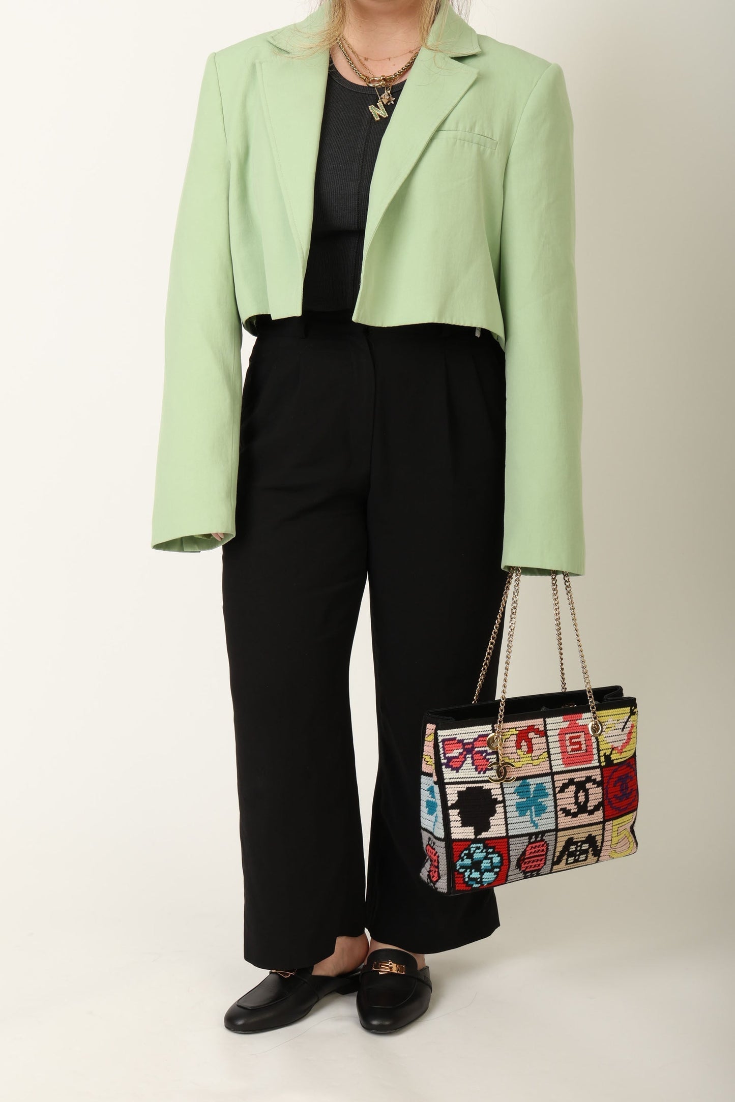 Chanel 2003 Needlepoint Icon Chain Tote