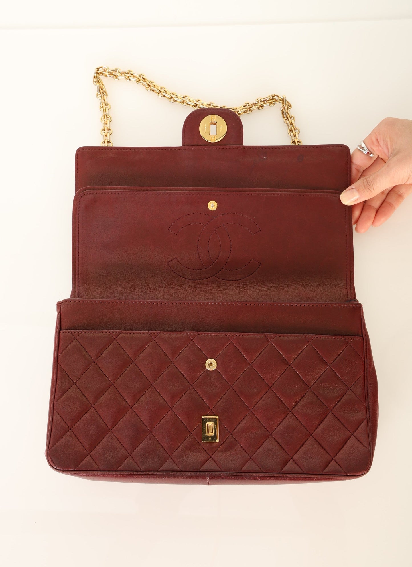 Chanel 1989 Red Lambskin Re-Issue Double Flap