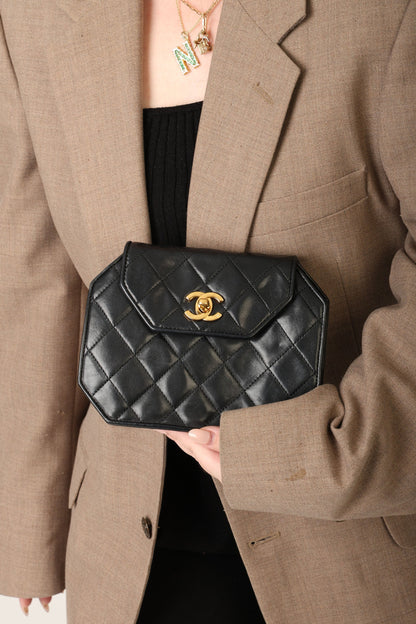 Extremely Rare Chanel 1989 Lambskin Octagon Mini Bag