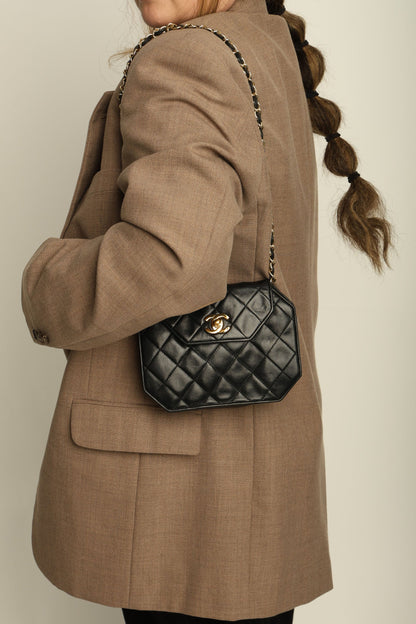 Extremely Rare Chanel 1989 Lambskin Octagon Mini Bag