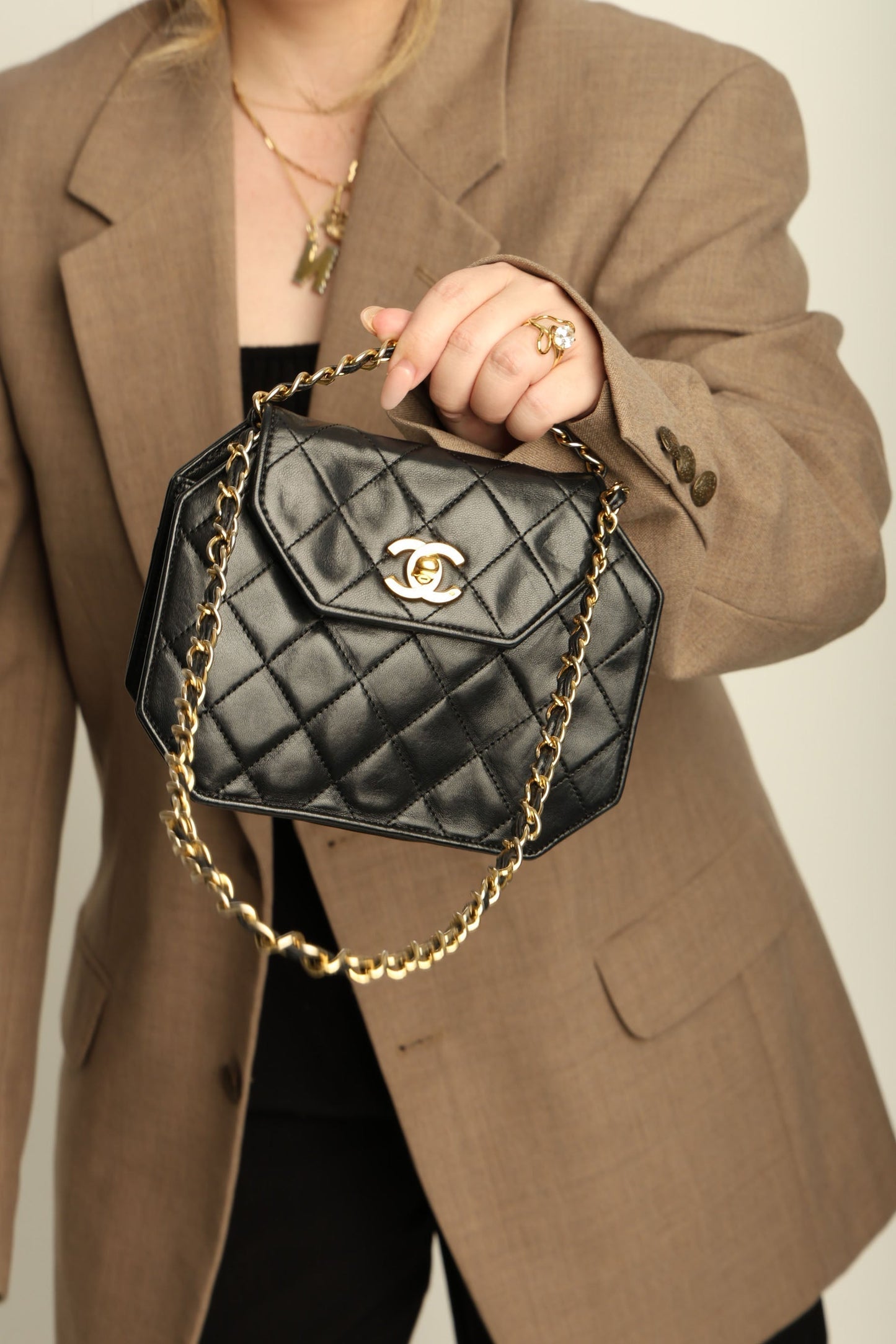 Extremely Rare Chanel 1989 Lambskin Octagon Mini Bag