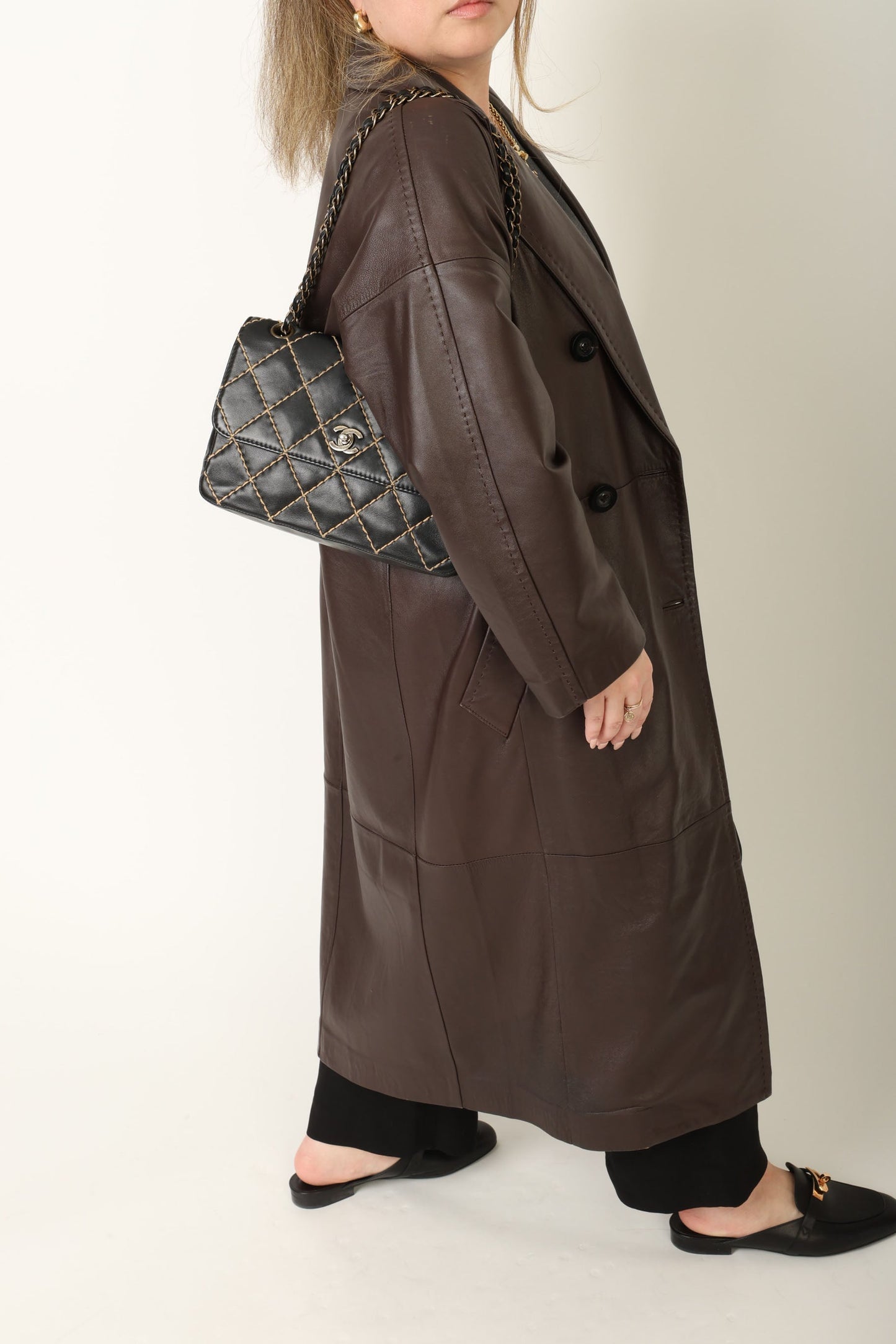 Chanel 2000 Calfskin Wildstitch Flap Bag