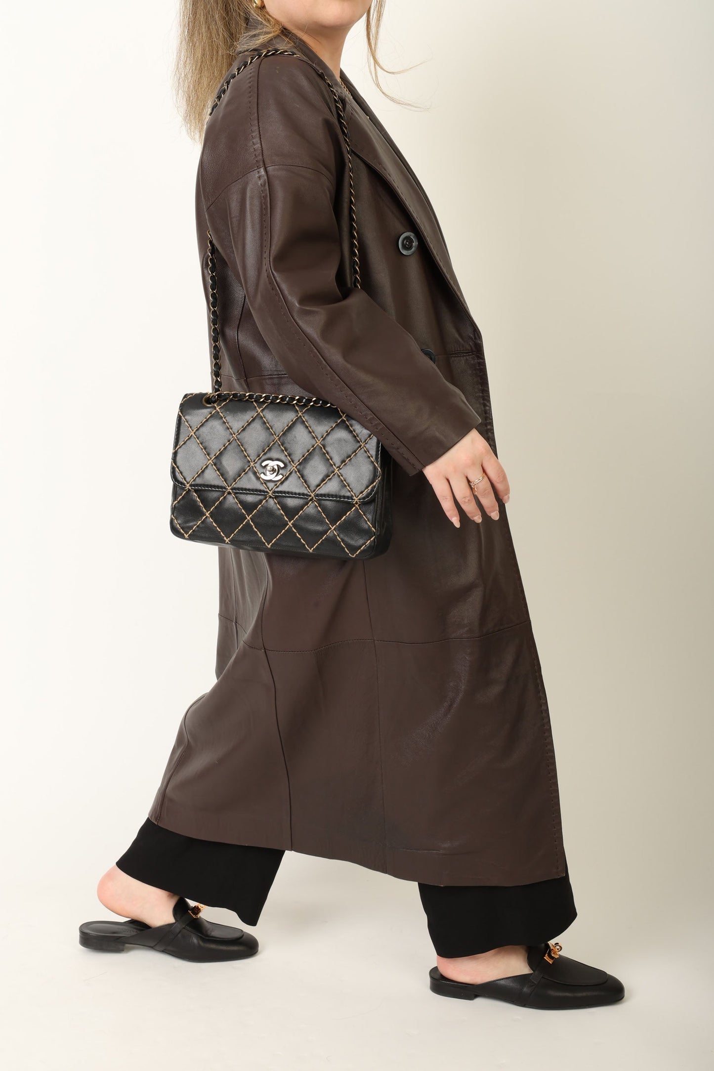 Chanel 2000 Calfskin Wildstitch Flap Bag