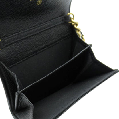 Black Chanel Quilted Caviar Boy Card Holder with Chain Crossbody Bag