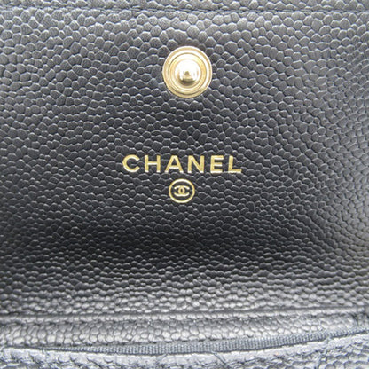 Black Chanel Quilted Caviar Boy Card Holder with Chain Crossbody Bag