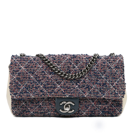 Blue Chanel Medium Tweed Single Flap Crossbody Bag