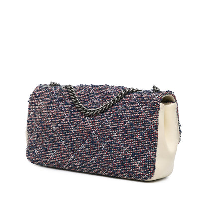 Blue Chanel Medium Tweed Single Flap Crossbody Bag